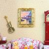 1Pcs Doll House Wall Mural Ornaments 1:12 Scale Dollhouse Oil Painting Vintage Character Landscape Picture Mini Photo Frame