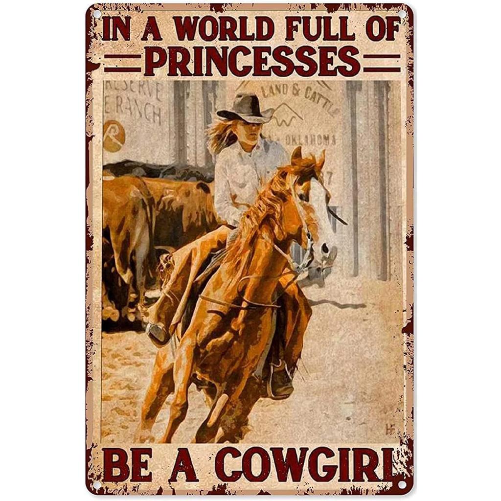 Vintage Cowgirl Metallschild Retro Westlich Reiten Zitat Blechschild für Heimbar Bauernhaus Dekoration Das Leben ist Hart Spirituell Wi
