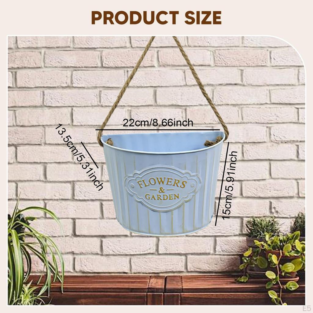 Creative Semi-circular Hanging Flower Pot Wall Planter with Rope for Home Decor Housewarming