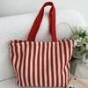 Simple Striped Women's Canvas Casual Shoulder Bags Fashi Large Capacity Ladies Tote Handbags Female Daily Shopping Bags