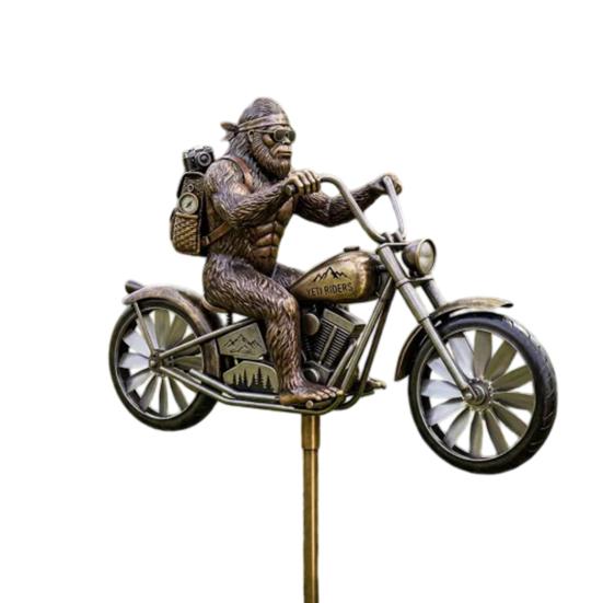 Garden Art Sasquatch Wind Spinner Wind-Powered Metal Weather Vane Kinetic Windmill Sculpture Outdoor Yard Patio Lawn Decoration