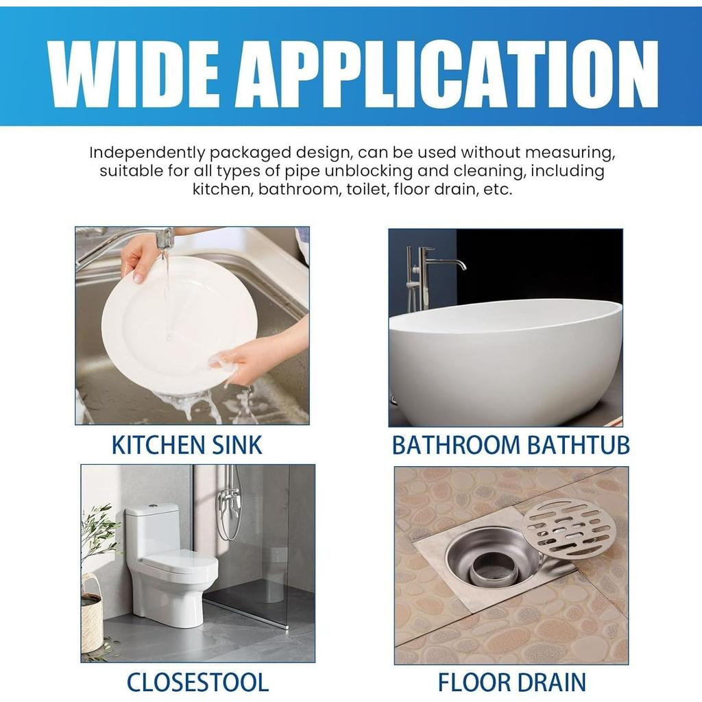 Drain Cleaner, Delighteal Pipeline Dredging Agent, Can Quickly Dissolving Blockages, For Kitchen and Toilet Pipelines, Drain Clog Remove