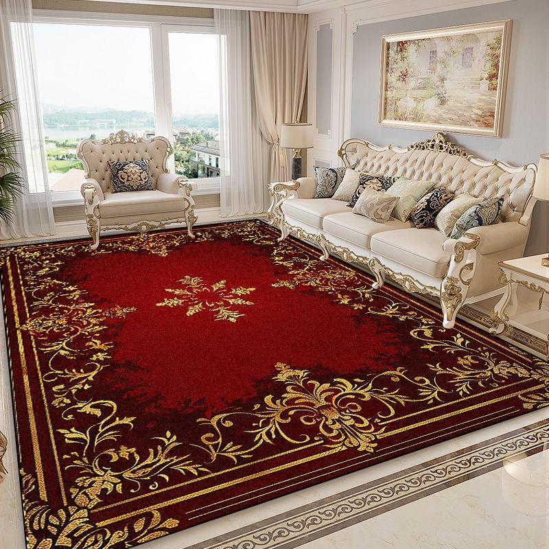 Luxurious Retro Rugs for Living Room European Style Sofa Area Non-Slip Floor Mat Bedroom Cloakroom Soft Carpet
