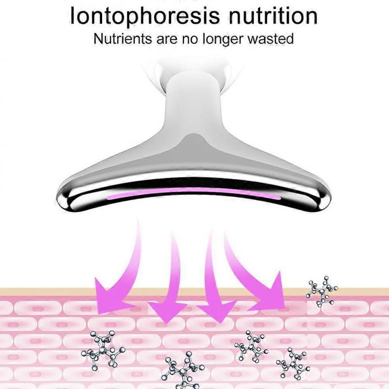 Anti-rynk-ansikts- och nackmassagerare med LED-ljus och EMS-vibration
