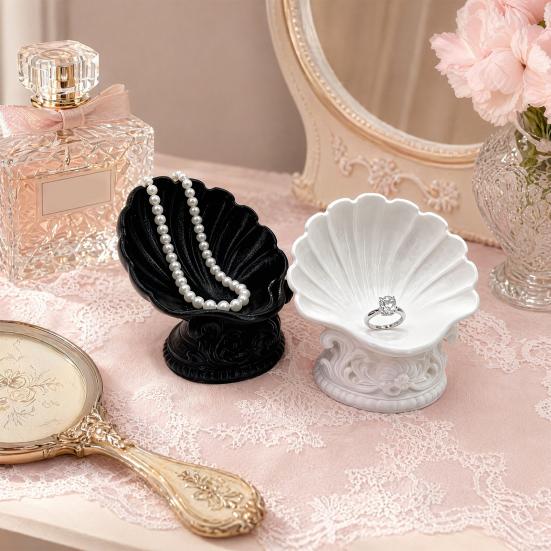 Yangyizhi 3D Printed Shell Jewelry Tray, Vintage Earrings Necklaces Rings Bracelets Dish, Decorative Keys Trinkets Holder Organizer Bowl