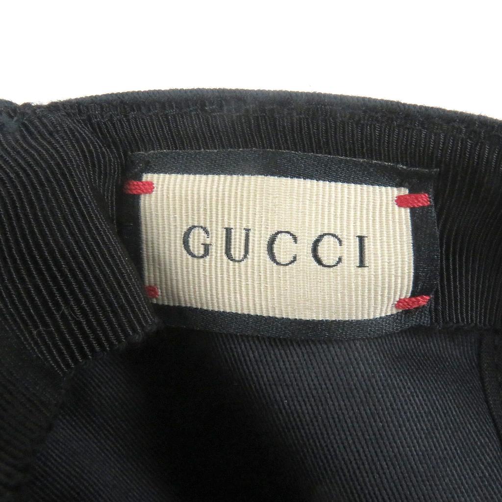 Pristine GUCCI Cap Logo Patch with Elastic Black Cotton Mens 751400 Used