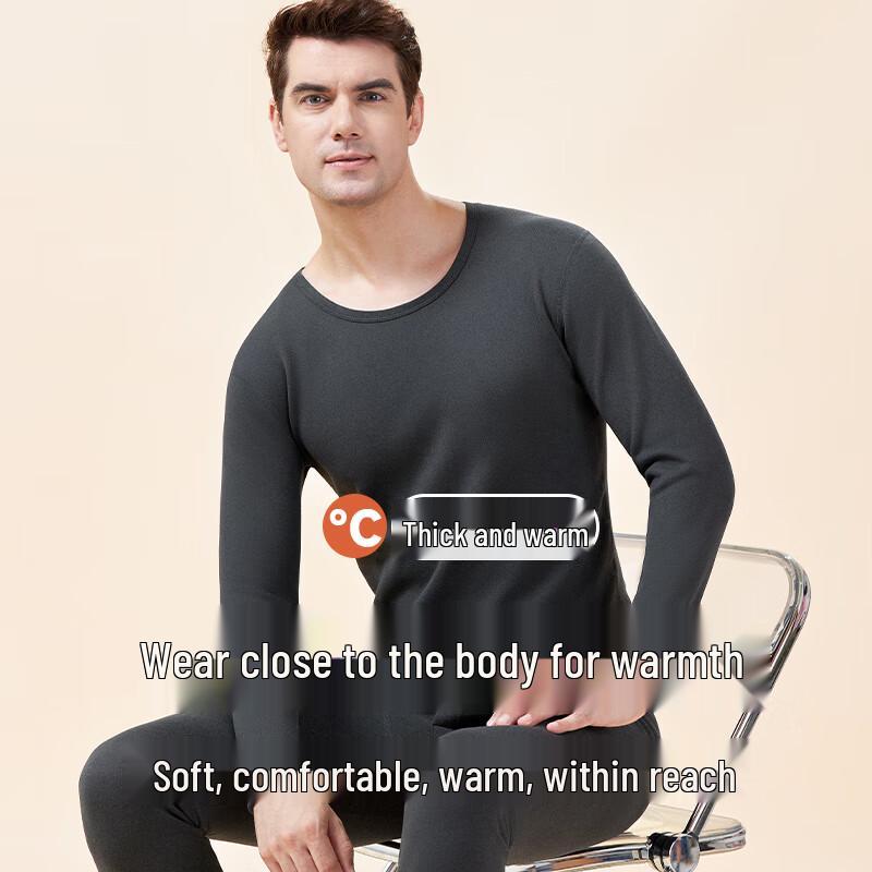 Langsaha Couple's Plush Thickened Thermal Underwear Set