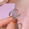 New Platinum Plated Ring for Women  European and American Creative Cross Zircon Engagement Ring