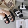 Korean Version of Casual Rhinestone Buckle Thick-soled Sandals, Niche Soft-soled Comfortable Beach Sandals with Slippers