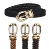 Womens Elegant Slim Woven Belt With Decorative Gold Buckle For Stylish Dress And Shirt Outfit
