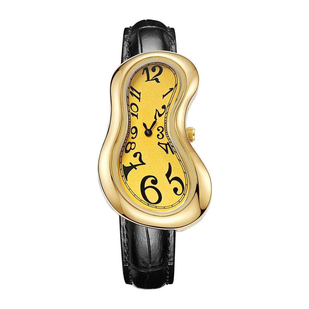 New Y2k Fashion Creative Men Women Melted Twisted Watches Luxury Streetstyle Irregular Shape Dial Unique Design Quartz Watch