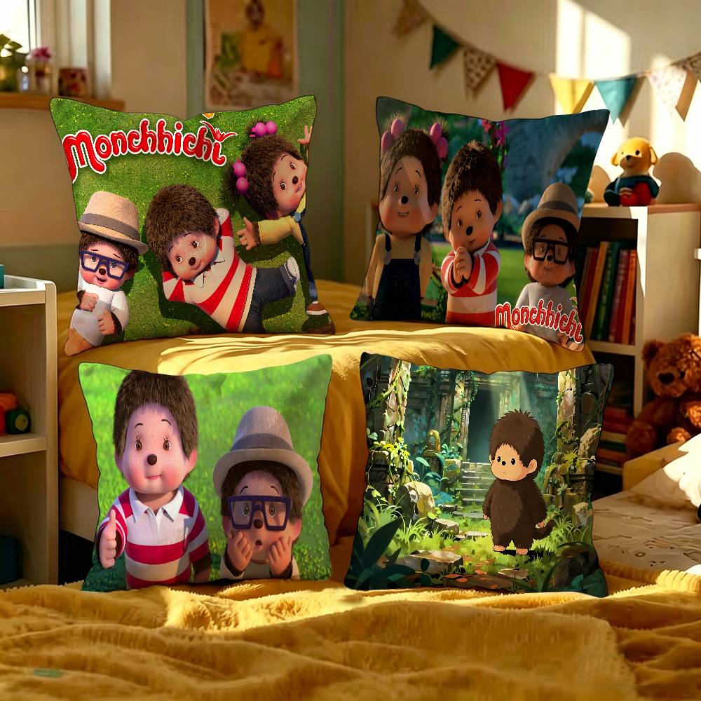 Cute M-monchhichis-s Maple Design Cushion Cover Happy Autumn Harvest decor Holiday Decorati Pillow Cover