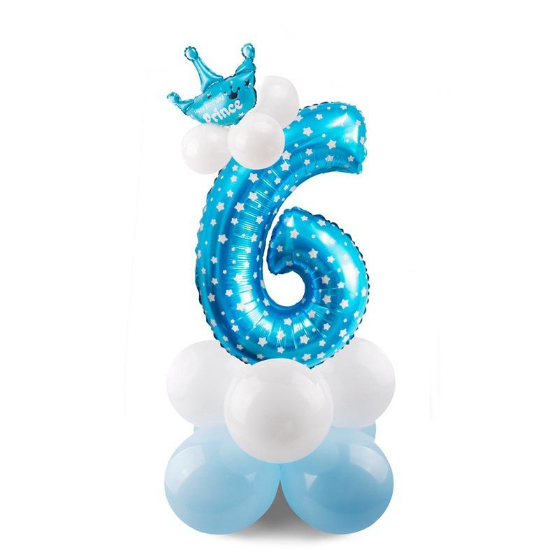 Gradual Change 32 Inch Digital Road Lead Balloon, Column Party Decoration Birthday Aluminum Film Latex Metal Balloon