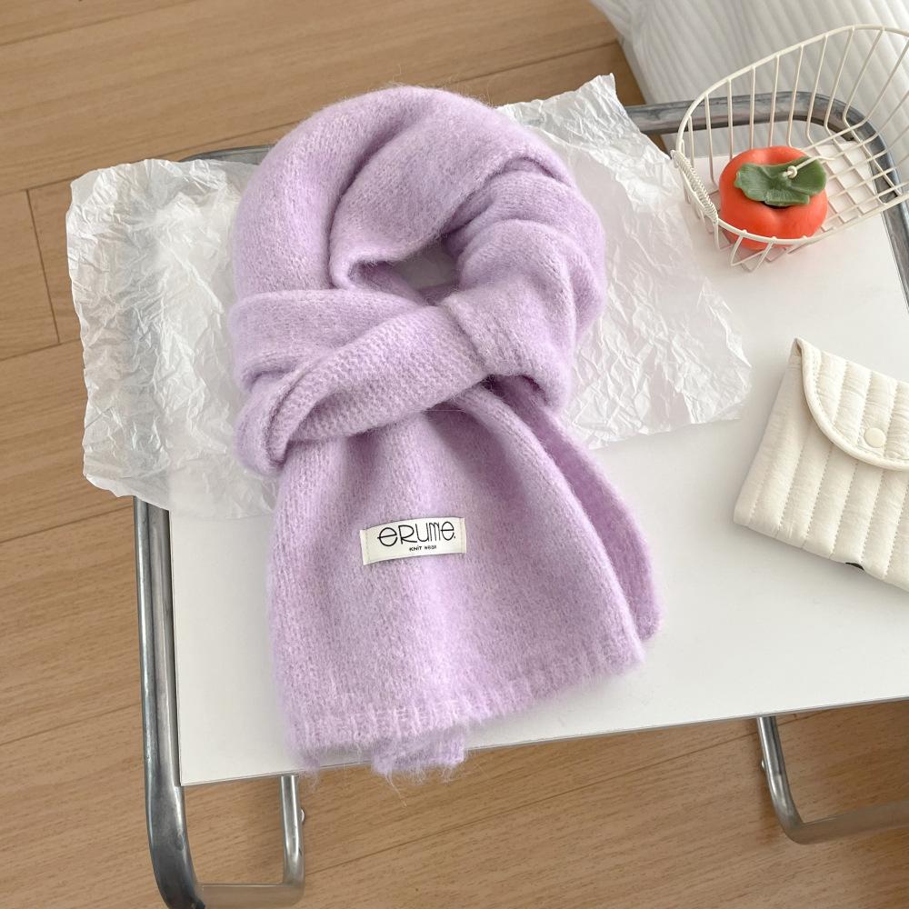 Ocean blue knitted scarf female new blended Korean versatile atmosphere student neck scarf