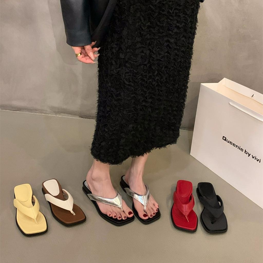 Wedge heel silver pinch flip-flops shoes women's shoes casual outer wear 2025 new summer skirt sandals