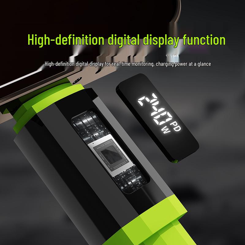 240W Fast Charging Type-C Cable with Real-time Display for Apple 15/16, Huawei, and Android