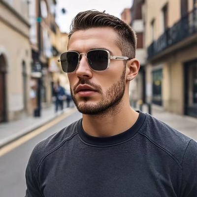 Gafas de Sol para Conducir de Hombre Vintage Steampunk Cuadradas Montura de Metal con Bisagras de Resorte Gafas de Ojo para Mujer Tendencia Gafas de Conductor