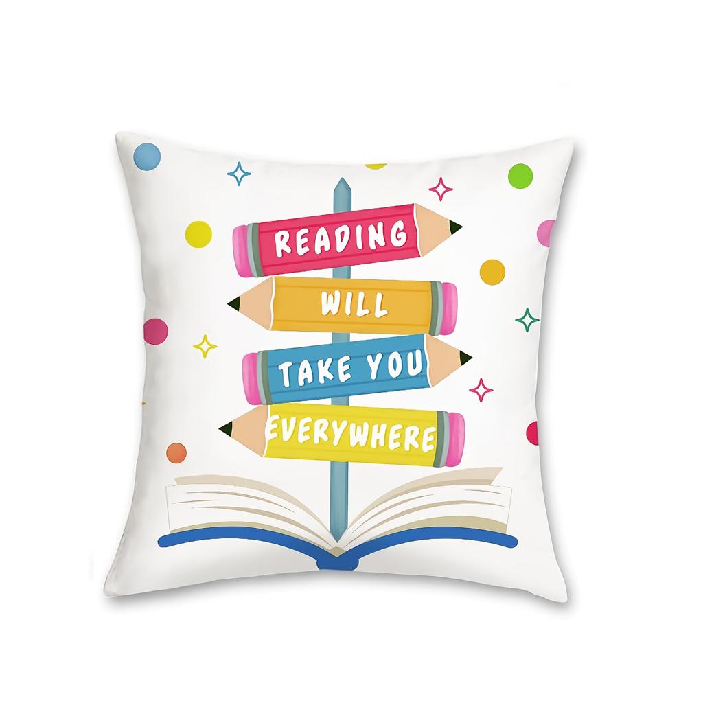 4Pcs, Reading Book Pillowcase, Reading Room Classroom Decoration Cushion Cover Decoration