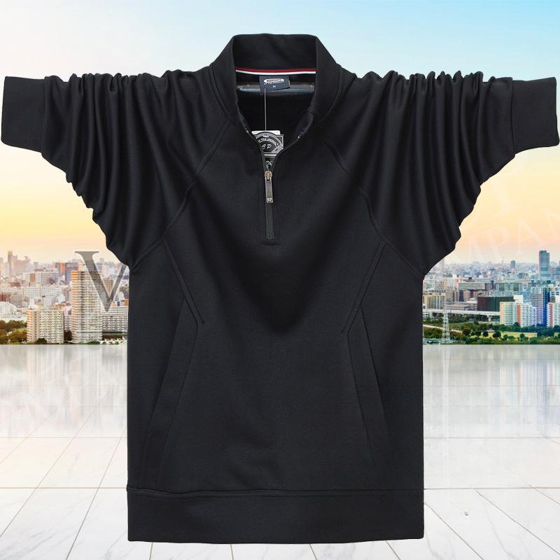 Herre Quarter Zip Up Pullover Lett Genser med Mock Neck Casual Langermet Poloskjorte med Lomme Løs Passform Treningsdaglig Genser for Menn