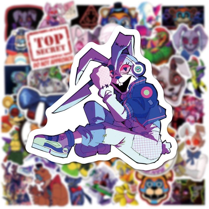 50pcs Fnaf Stickers Waterproof Adhesive Reusable Decor