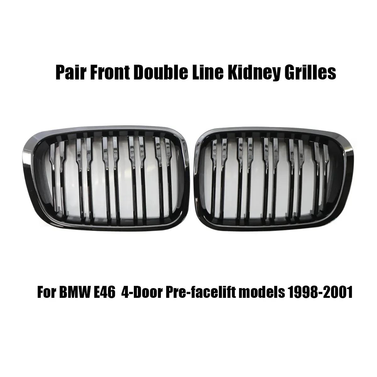 

Pair Car Front Bumper Kidney Grill Grille Glossy Black Racing Grills For BMW 3 Series E46 4-Door 4DR 1998 1999 2000 2001
