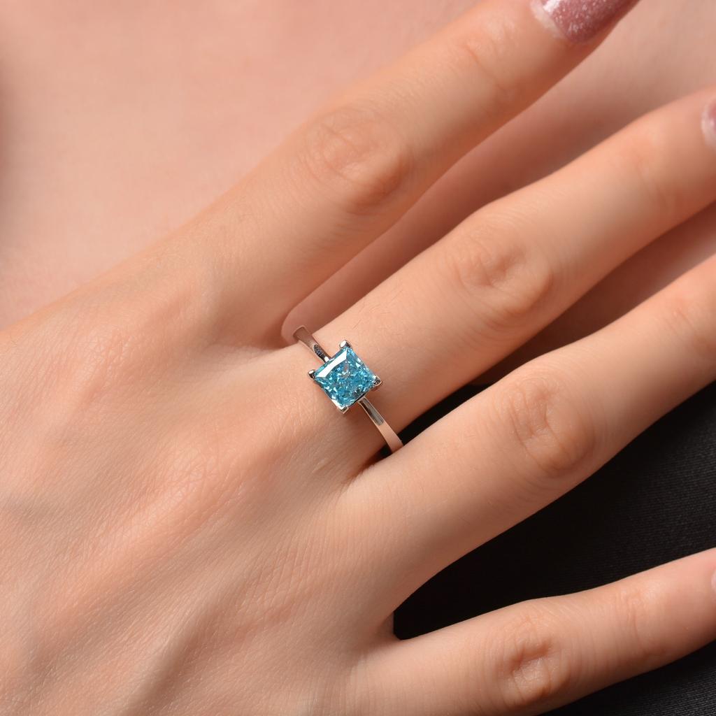 Tancise Schmuck Schliffring 925 Silber Eingelegter Quadratischer 6 * 6 Diamant Rosa Ring