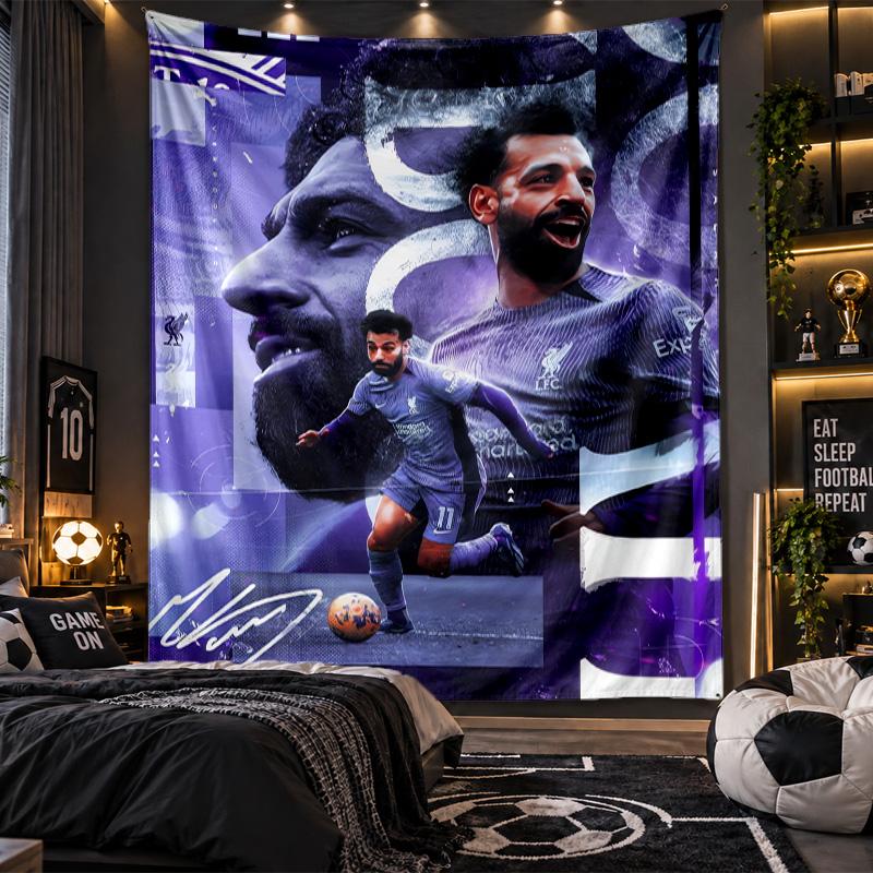 Wandtapijt Mohamed Salah Print Doek voor Woonkamer Slaapkamer Huisdecoratie