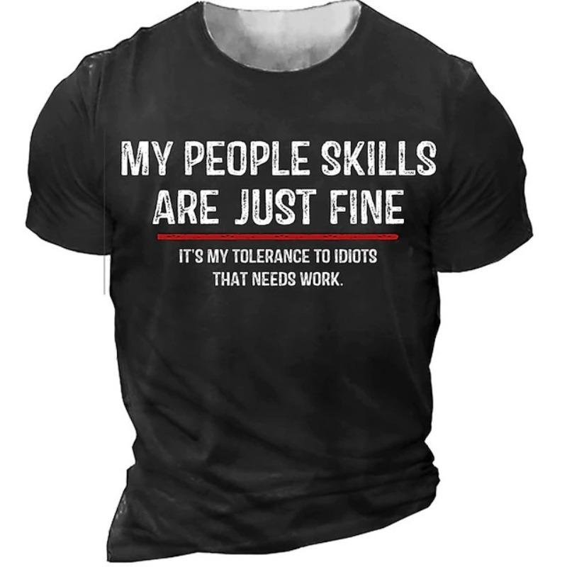 Men's 3D Printed T-Shirt Alphabet Pattern Printing Short Sleeve O-Neck Pullover Casual Top