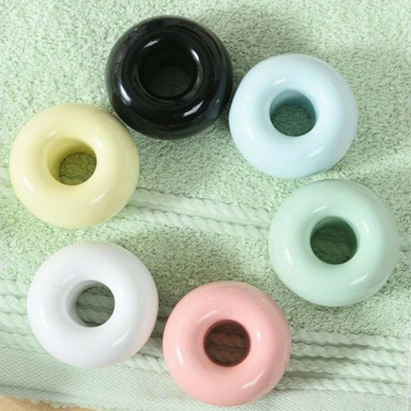 Mini Donut Ceramic Toothbrush Holder Bathroom Storage Accessories Toothbrush Base Frame Storage Rack Tooth Brush Stand Shelf