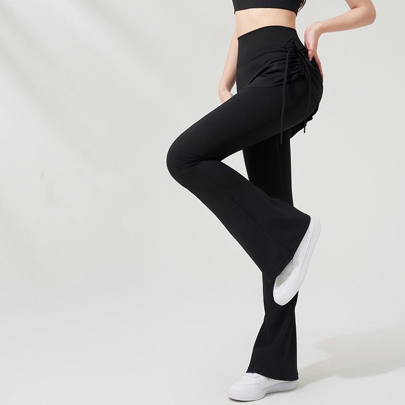 Yoga Bell-bottom Pants Fake Two-piece Skirt Pants High Waist Hip Lift Tight Body Anti-exposure Pilates Sports Fitness Leggings