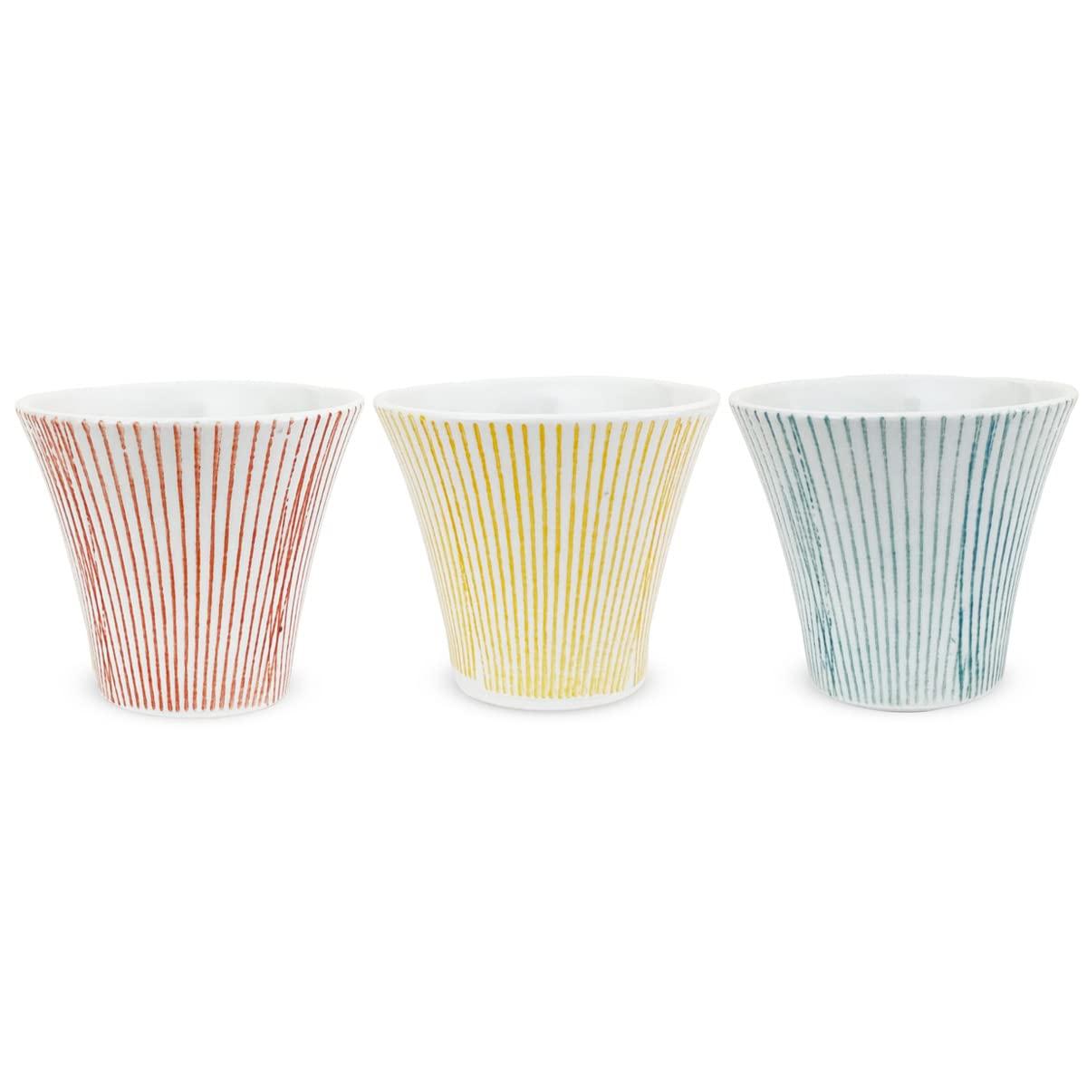 

Kunzan Kiln Teacups Hasami Made in Striped J-kitchens (3-Piece Set), Ware, Japan, 130cc,