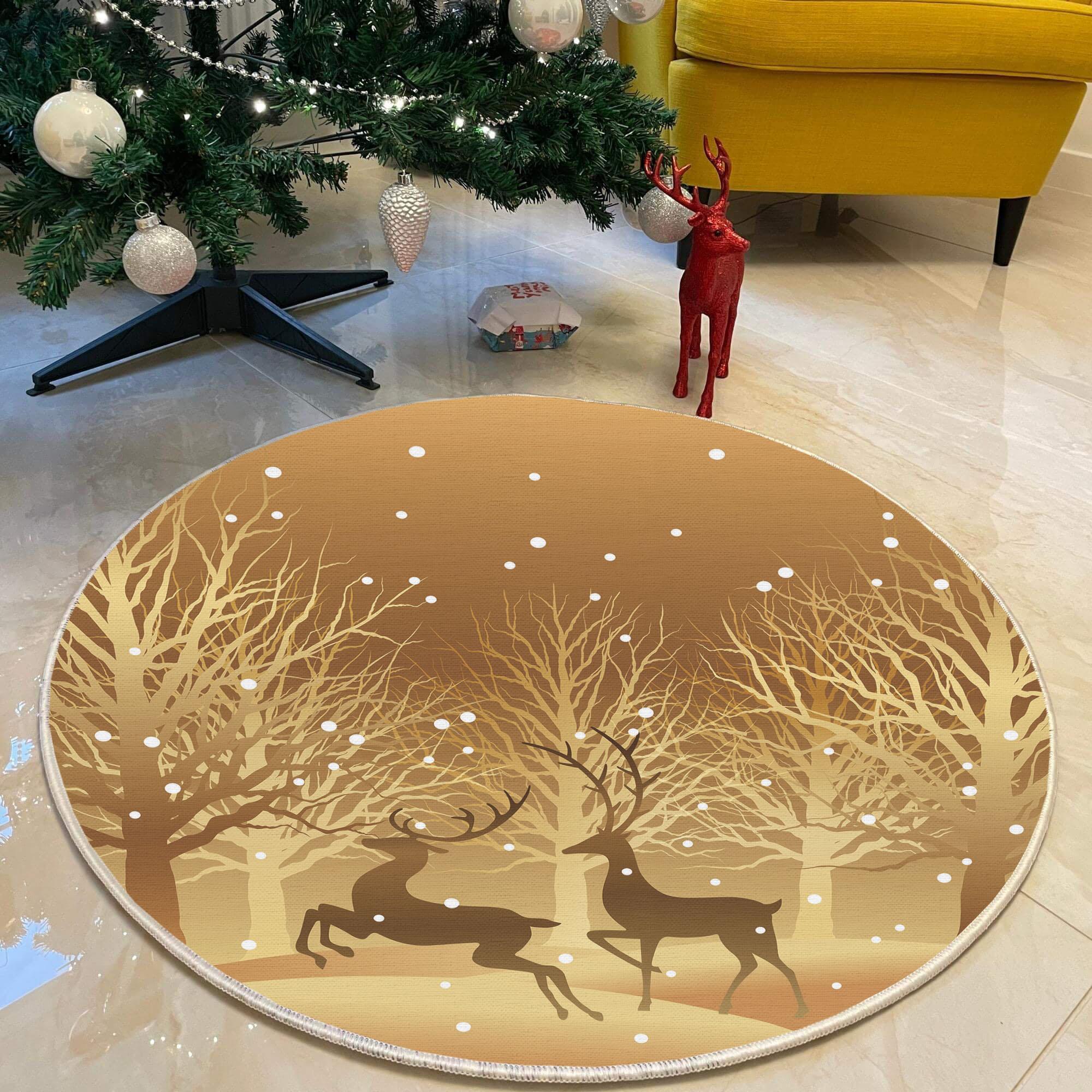 

Рождественская концепция Декоративный тонкий машинный тканый хлопок Нескользящая основа Моющийся ковер для комнаты 50X50 cm