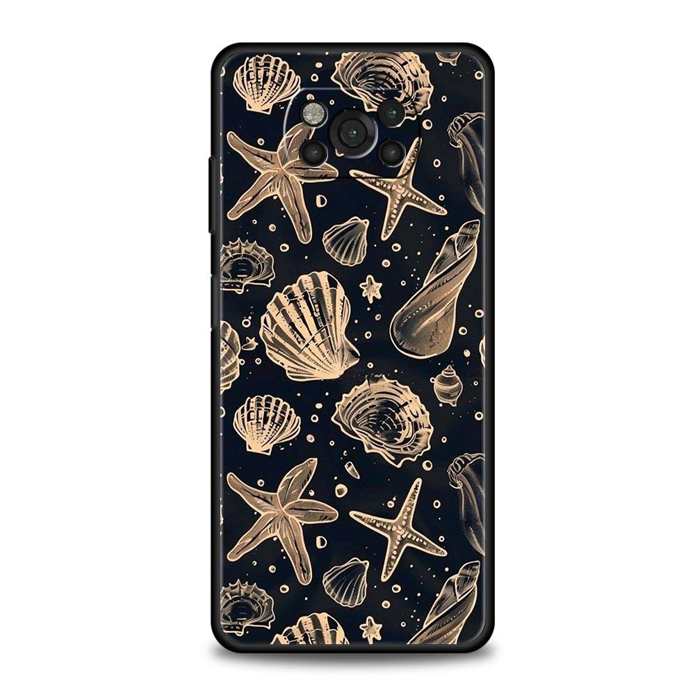 Ocean Coastal Seashell Seaweed Pattern Phone Case for Xiaomi Poco F7 F6 F5 F4 F3 X6 X5 X4 X3 NFC F7 Ultra M4 C51 C55 GT Soft TPU