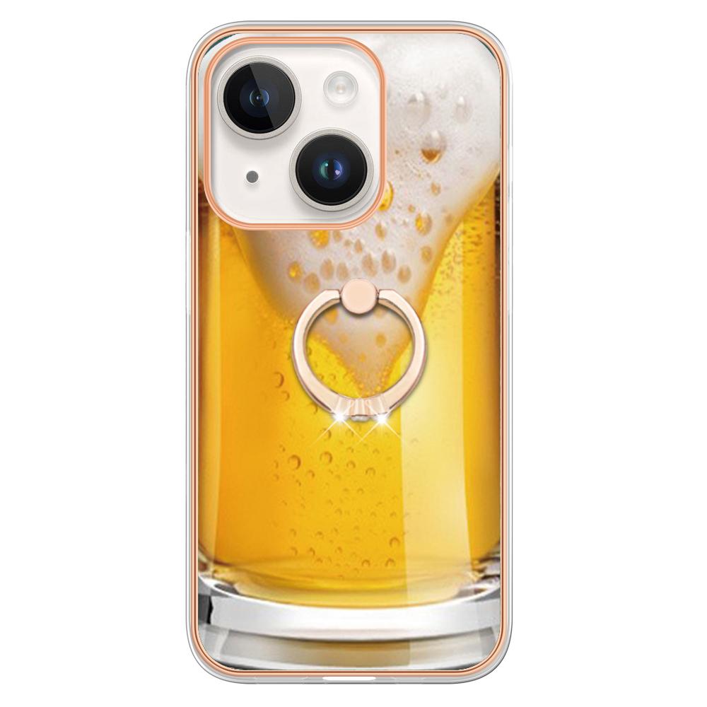 Luxusní IMD galvanický rám TPU Nárazuvzdorné pouzdro na telefon Kovový prstencový stojan pro iPhone 11 12 13 14 Pro Max 15 15 Ultra 15Plus