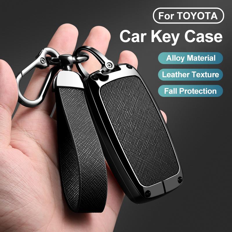 Zinc Alloy Leather Car Remote Key Case Cover Shell for Toyota Yaris Ativ Raize Veloz Avanza Rush Auto Keychain Accessories
