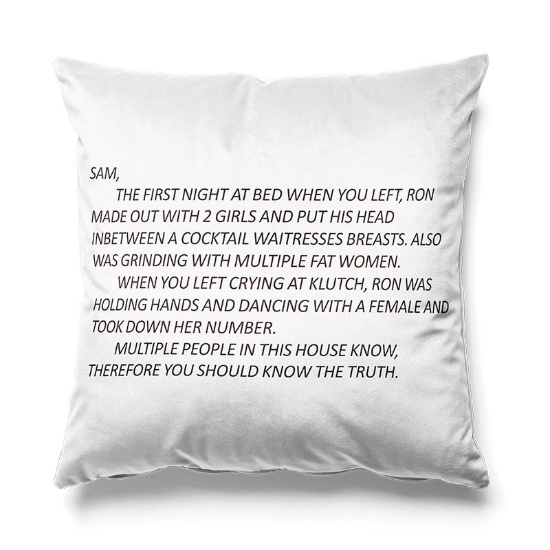 Aertemisi Sam S Note Jersey Shore Anonymous Letter To Sammi Square Throw Pillow Cushion Covers Cases Pillowcases 45Cm X 45Cm Peach skin 18*18(CM)-1Pcs