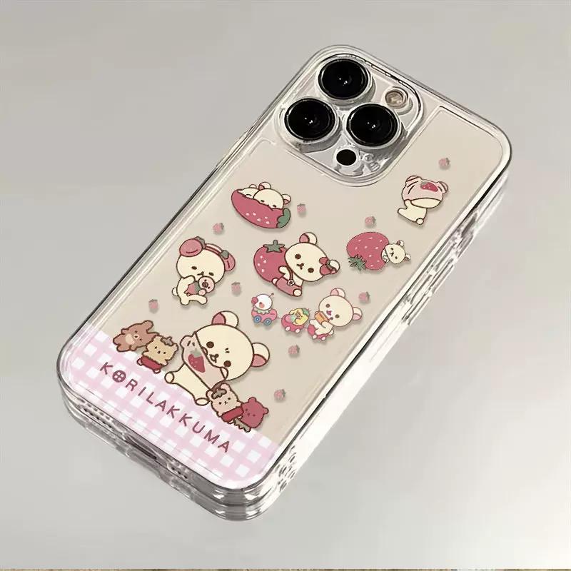 Прозрачный чехол Korilakkuma с клубникой для iPhone 15/14/13/12 - Милый чехол Rilakkuma iPhone 13 PRO MAX разноцветный