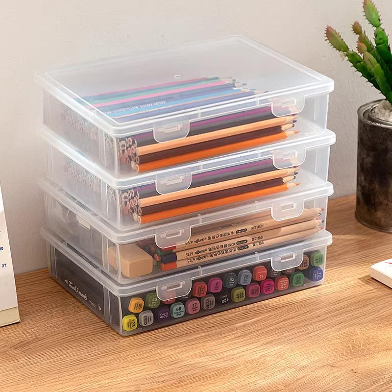 Transparent Large-Capacity Stationery Storage Box: Student Planner, Tape, Pencil, Pen, and Marker Organizer