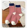 Women's Spring and Summer Striped Thickened Warm Mid-calf Socks, Trendy and Versatile Pile Socks, Anti-odor Cotton Socks