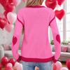 Damen Rundhals Langarm Strickpullover mit Herzmuster Lockerer Schnitt Lässiger Pullover Top