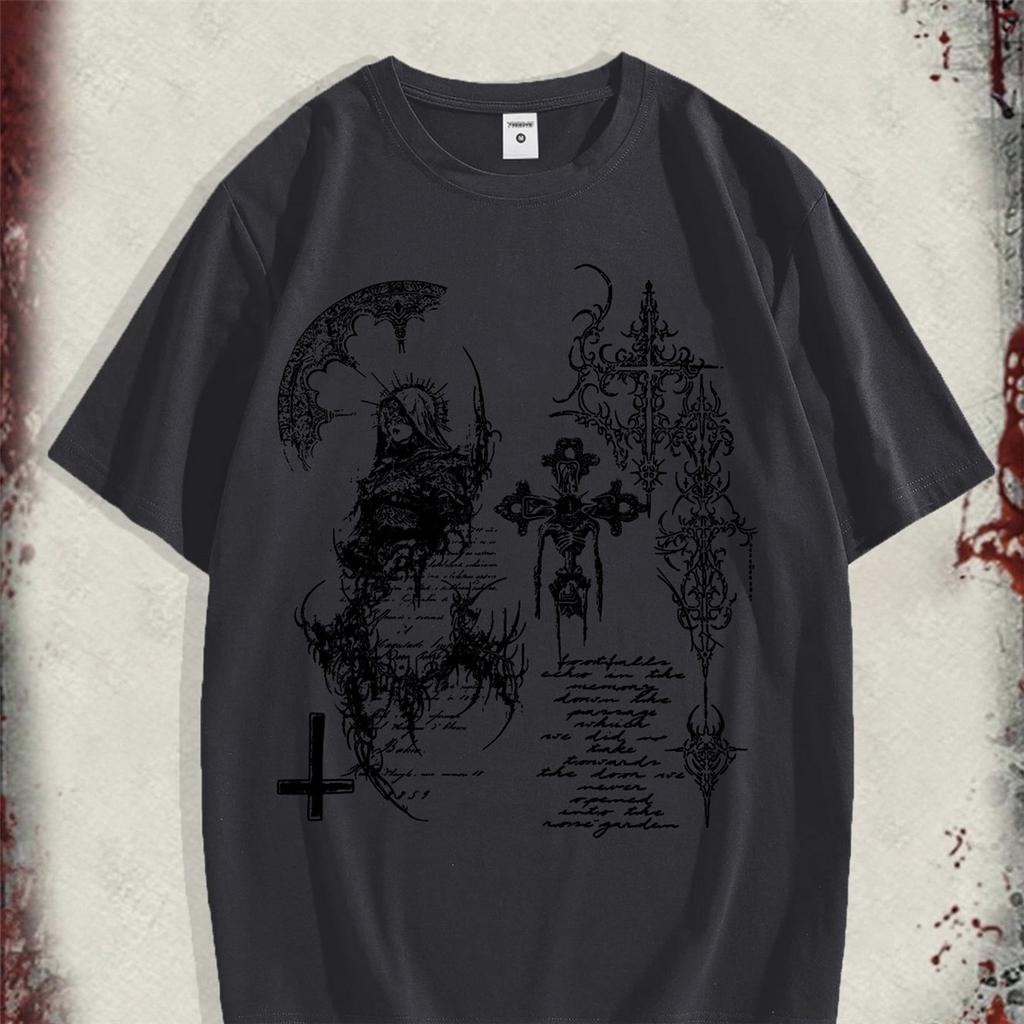 Men's High Street Hip-Hop Dark Style Printed T-Shirt, New Spring/Summer Collection