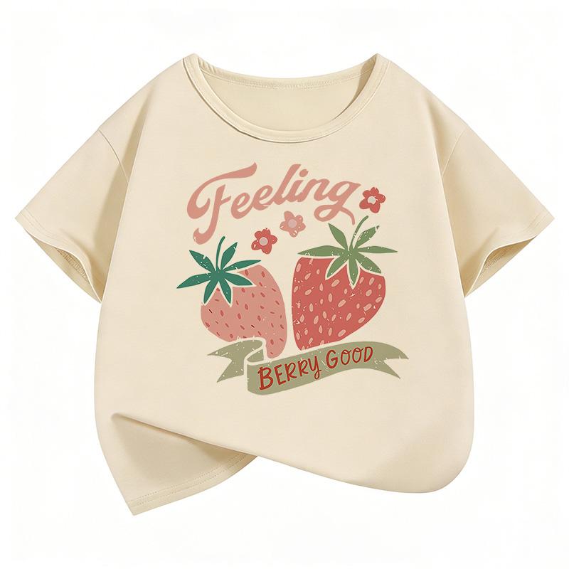Fashion Strawberry Design T Shirts Girls Y2k Sweet Kids Short Sleeve Children's T-shirt Summer Spring Casual Top Tee