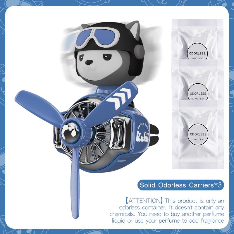 

Head shaking rotating propeller plane cool fun dog pilot car air freshener accessories decoration perfume diffuser fragrance men