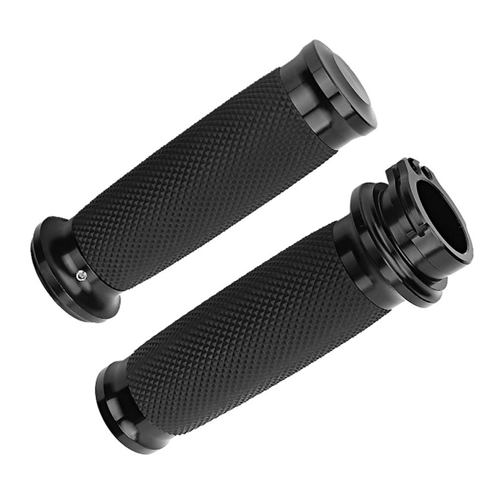 1 Pair Universal Motorcycle 25mm Handgrip Aluminum+Rubber Anti Slip Handlebar Grip Cover(Black)
