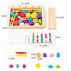 Fine Motor Sequencing Blocks | Early Learning Cognitive Play, Wooden Stacking Toy with Tray,