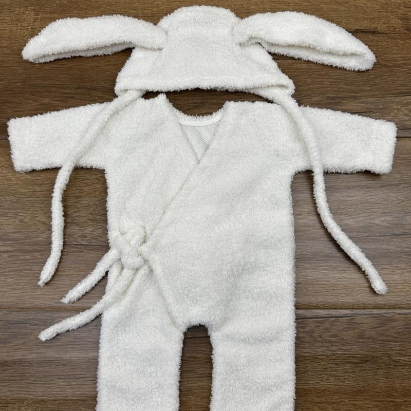 Rabbit Theme Hat and Romper Outfit Baby Photography Costume Clothing Newborns Photography Props Photo Shoot Clothes