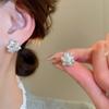 Silver Needle Zircon Flower Pearl Stud Earrings Exquisite Light Luxury High-end Earrings Niche White Versatile Earrings