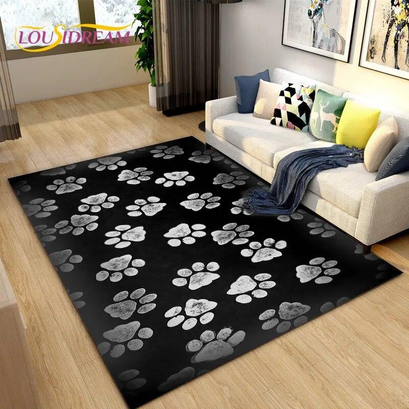 3D Pets Footprint Sole Series Area Rug Large,Carpet Rug for Living Room Bedroom Sofa Doormat Decoration,kids Non-slip Floor Mat