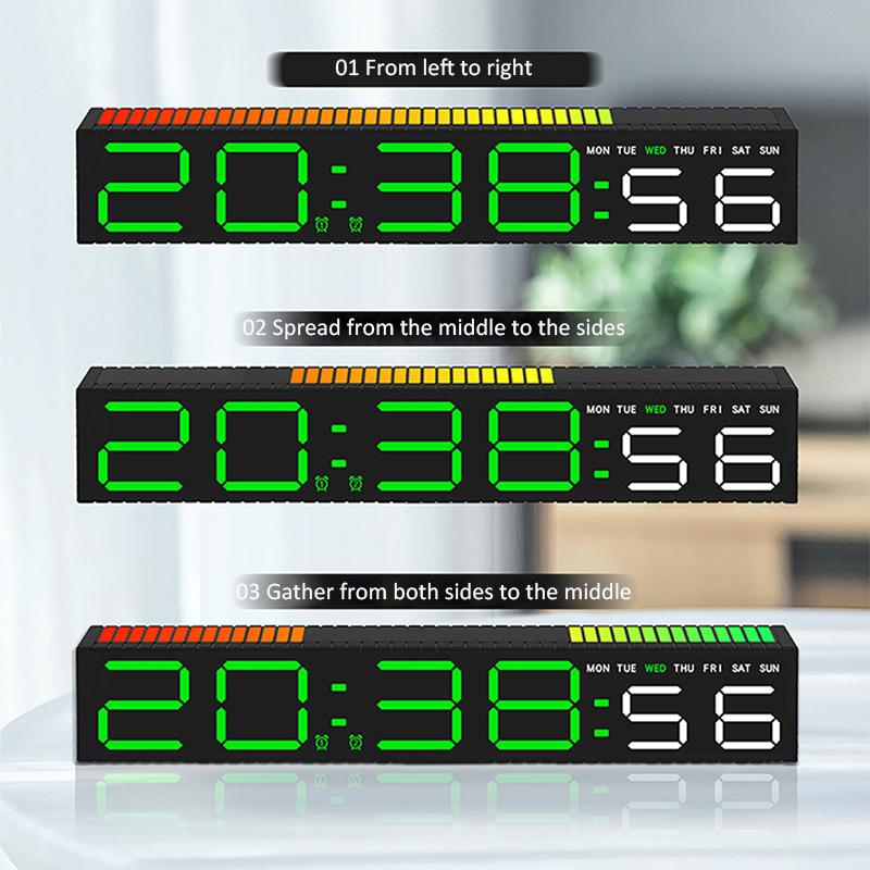 Ritim Işıklı Çubuklu LED Alarm Saati Renkli Masa Saati 3 Seviye Parlaklık Ayarlanabilir RGB Renkli Elektronik Saat