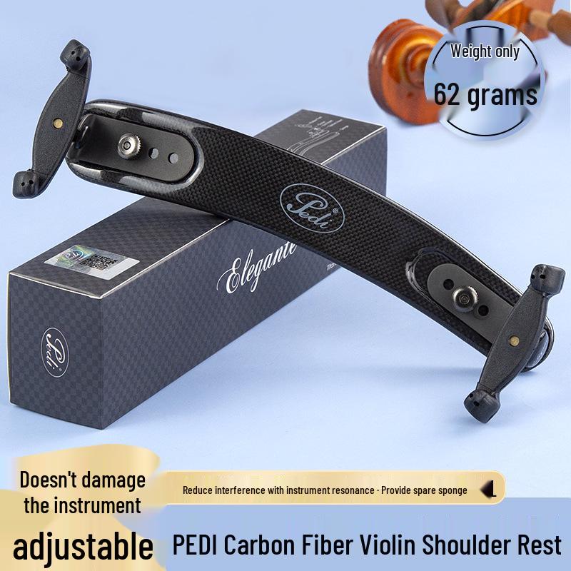 PEDI Super-Light Carbon Fiber Titanium Violin Shoulder Rest & Viola Chin Support